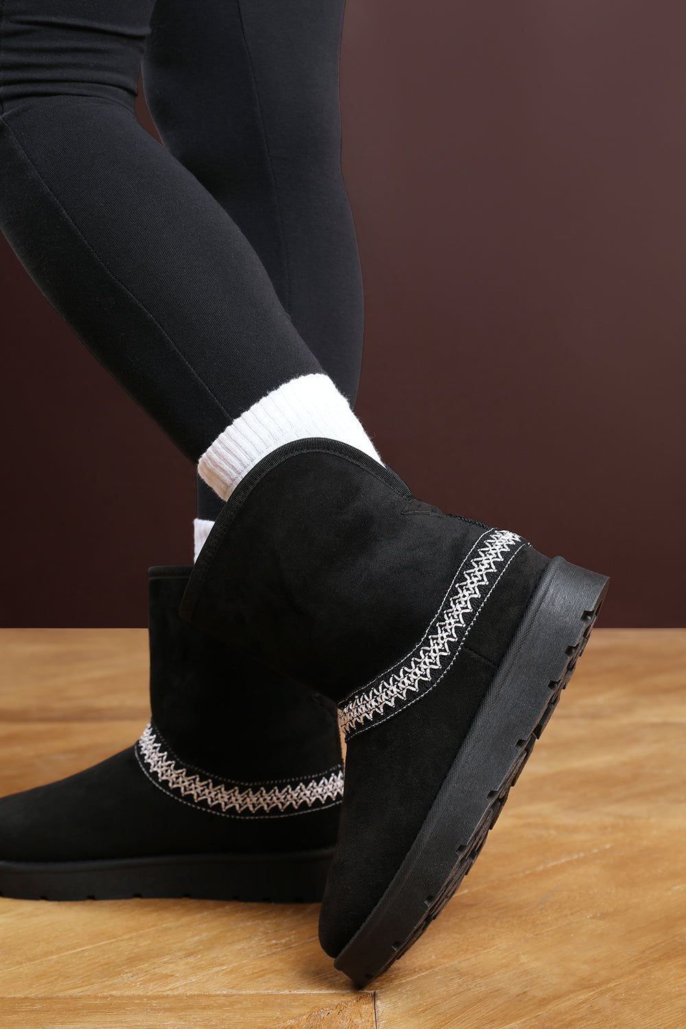 Where's That From 'Flora' Suede Flat Slippers with Embroidered Trim Detail image 2