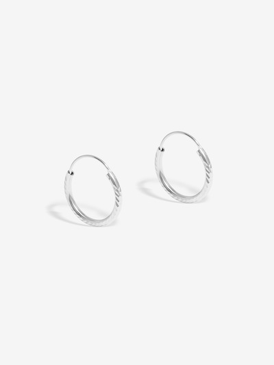 Simply Silver Simply Silver Sterling Silver 925 Polished Textured Hoop Earrings