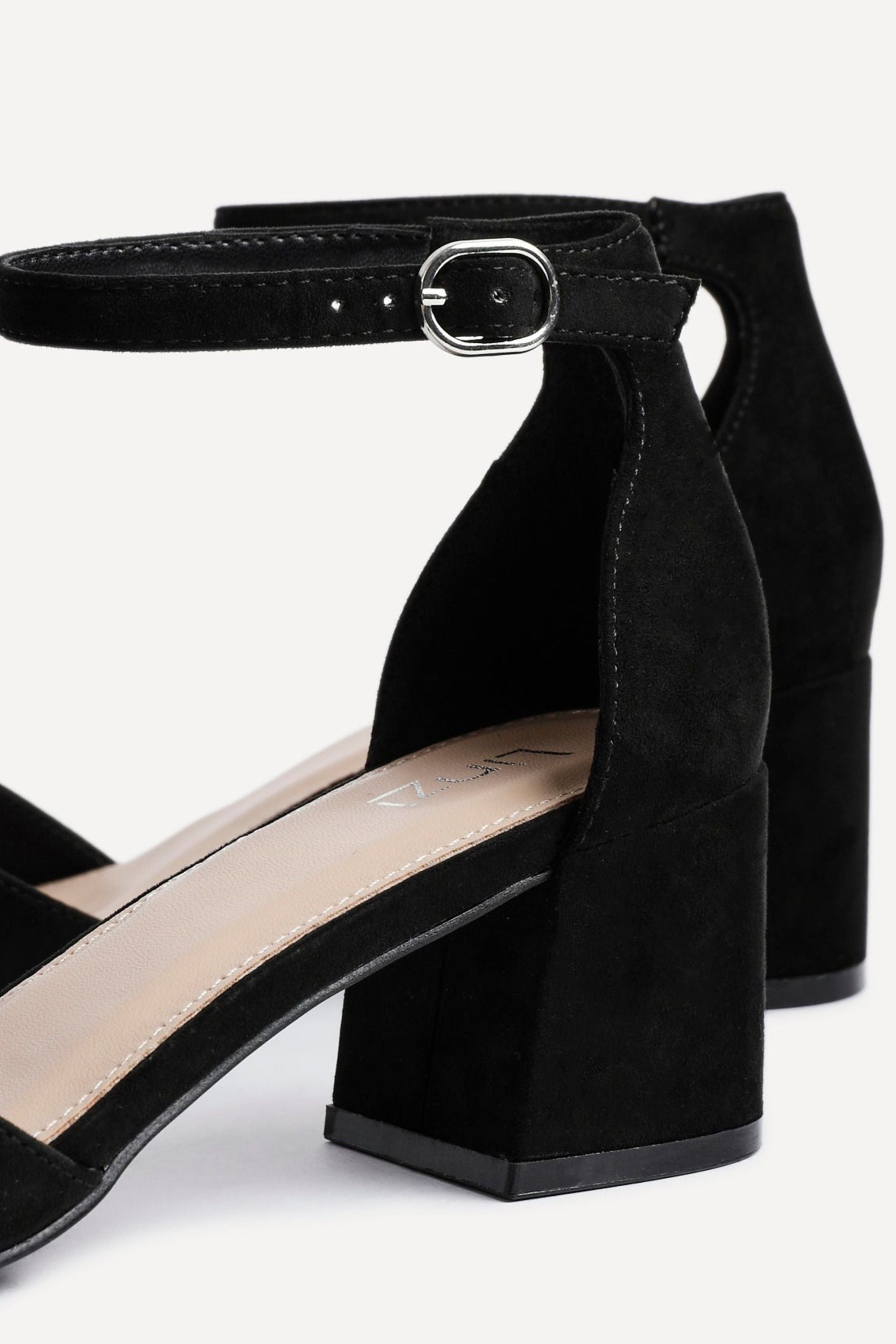 Linzi Maddie Black Faux Suede Closed Back Block Heeled Sandals image 5