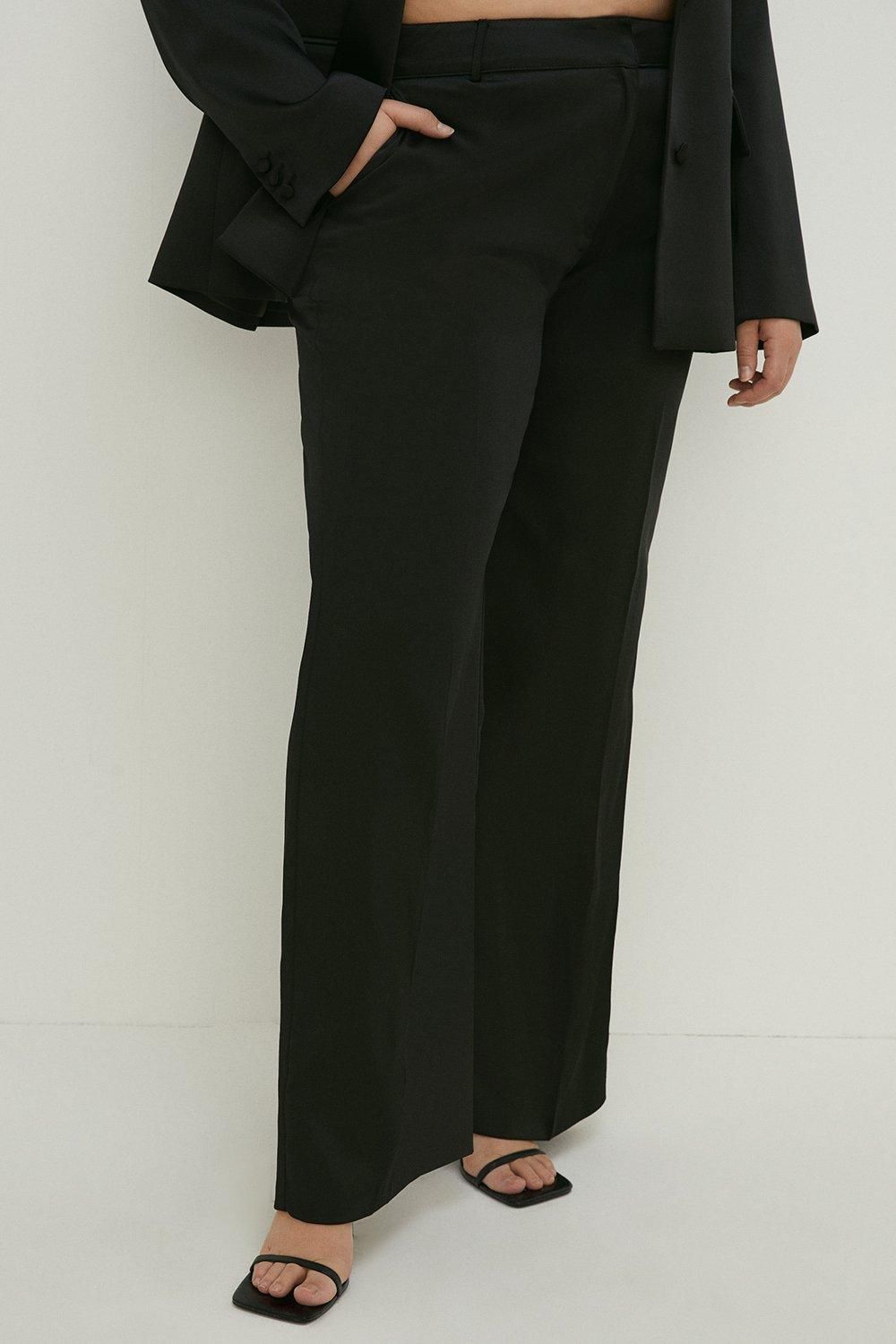 Oasis Curve Stretch Satin Straight Leg Trouser Black image 2