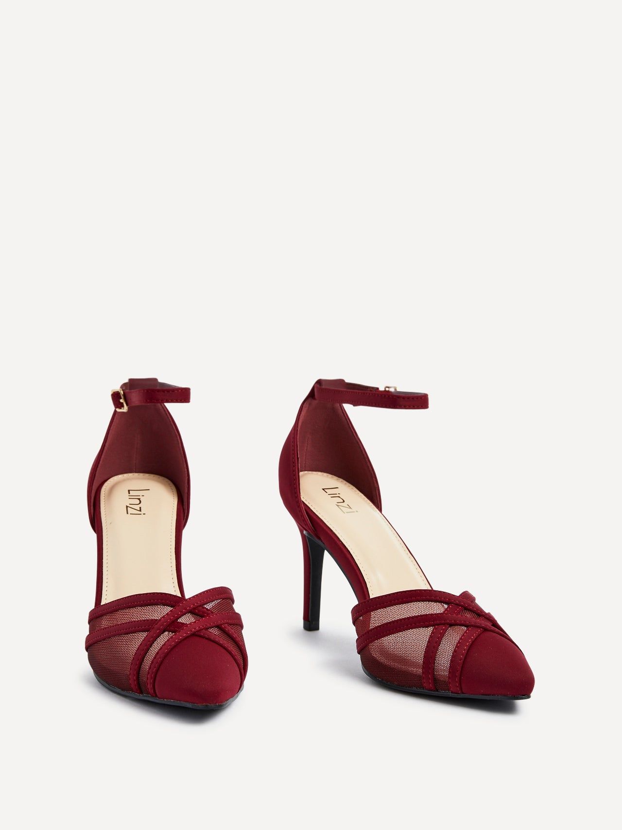 Linzi Siobhan Burgundy Mesh Closed Back Court Heel image 3