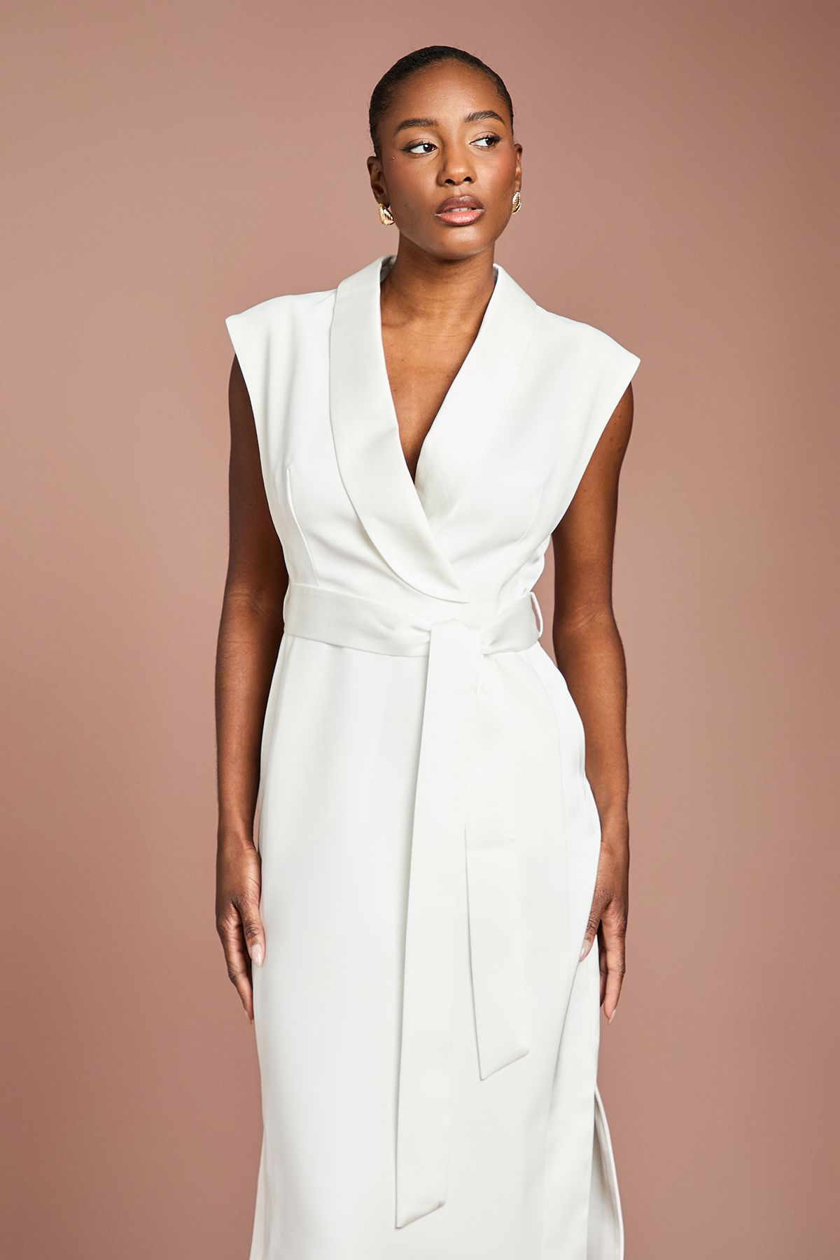 Coast Tux Satin Dress Ivory image 2