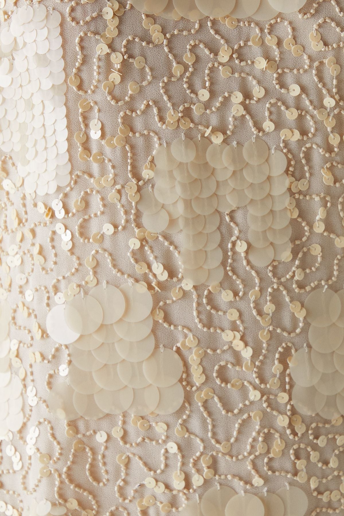 Warehouse Hand Embellished Pearlescent Sequin Scoop Neck Mini Dress Champagne image 5