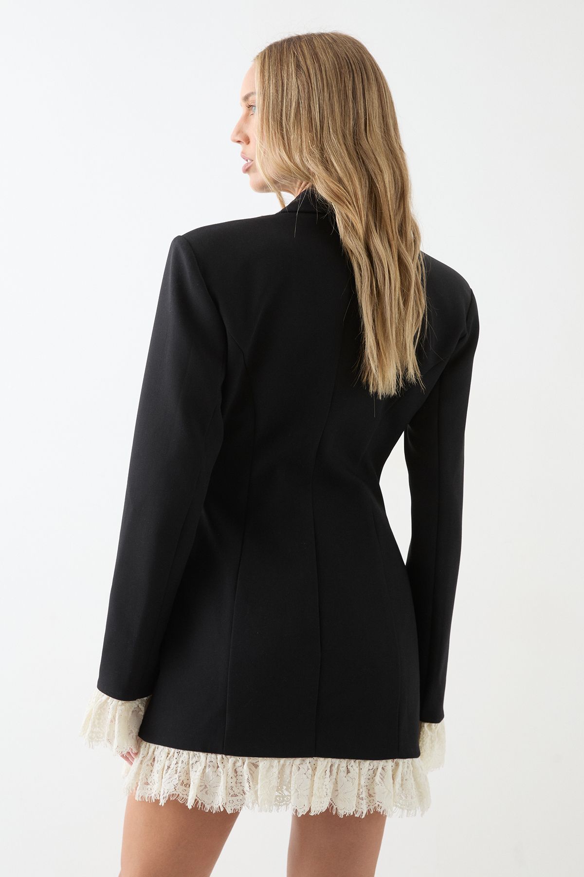 MissPap Lace Hem Tailored Blazer Mini Dress Black image 3