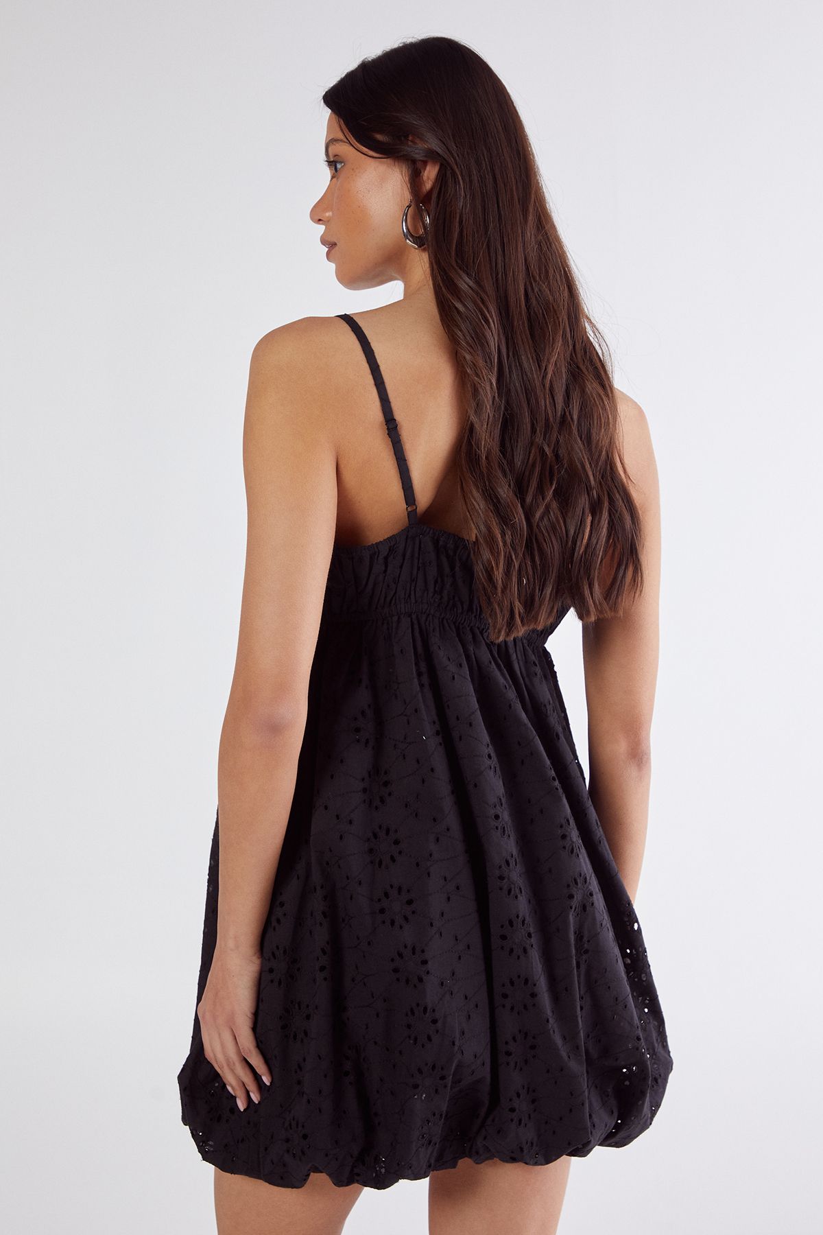 NastyGal Broderie Puffball Strappy Mini Dress Black image 4