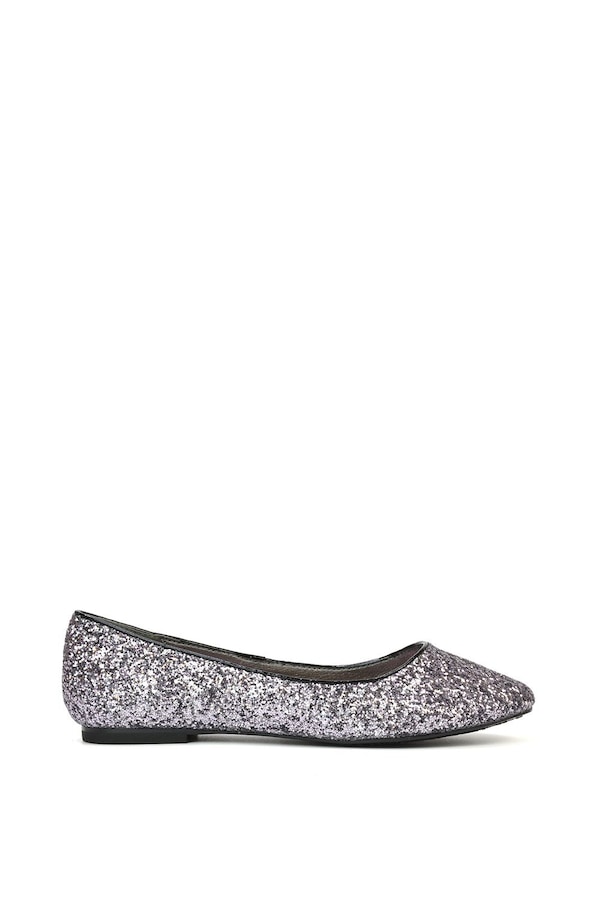 XY London 'Karissa' Flat Slip on Sparkly Glitter Ballerina Pumps