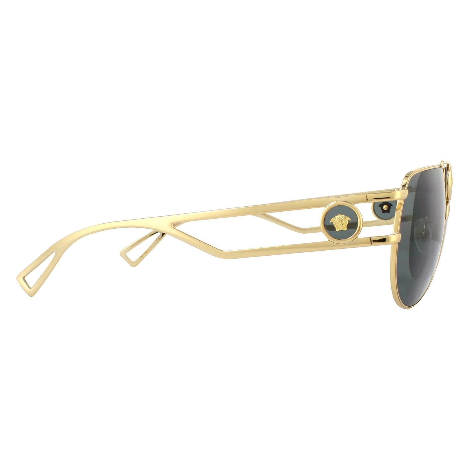 Versace Aviator Gold Grey Sunglasses image 4