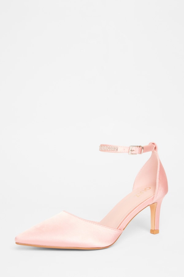 Quiz Pink Diamante Strap Court Heels