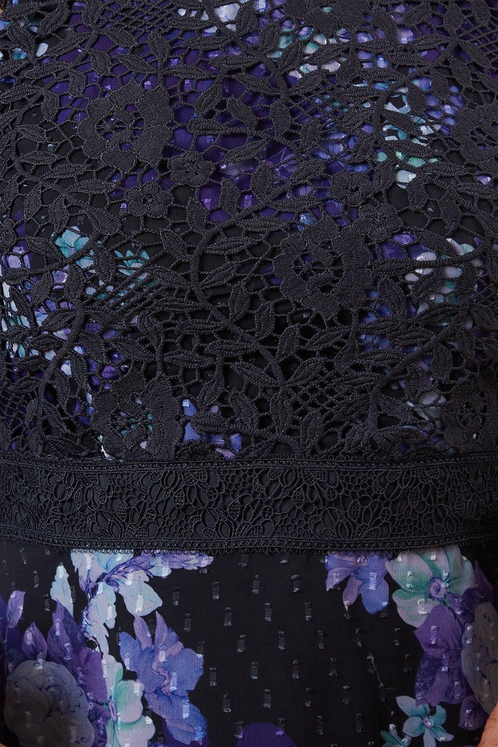 Oasis Petite Occasion Floral Lace Bodice Mini Dress Navy image 5