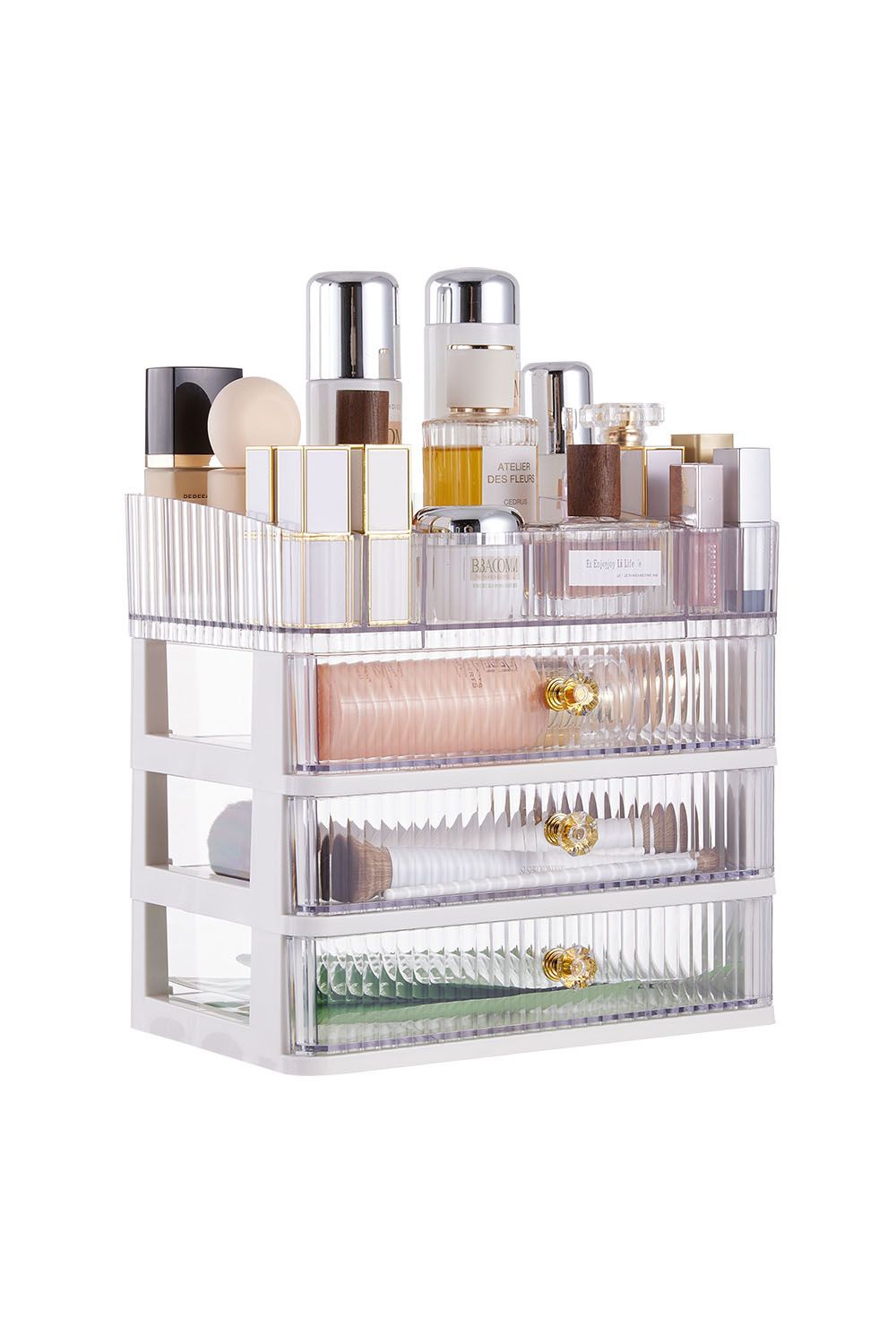SHEONLY 4-Tier Transparent Makeup Organizer with Drawers image 3