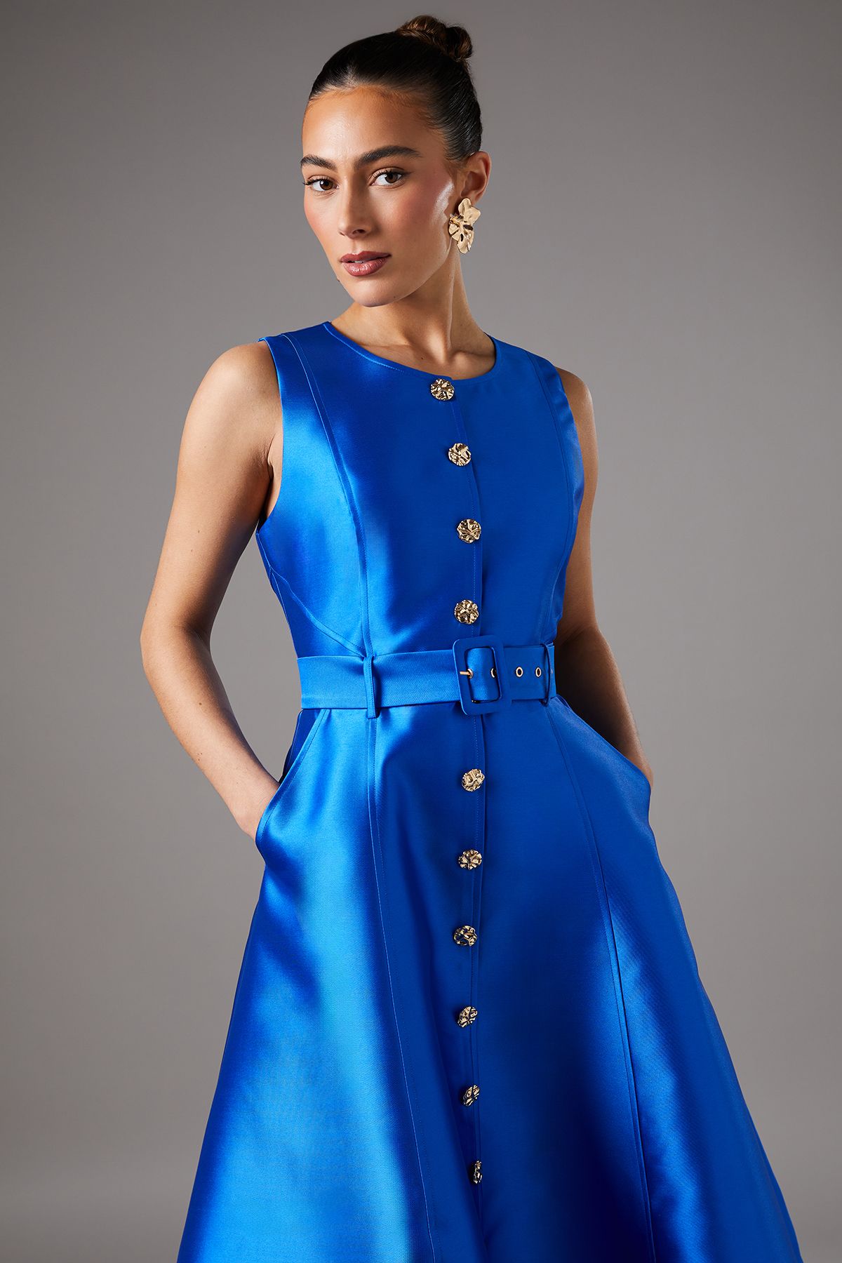 Coast Button Through Belted Prom Dress Cobalt image 2