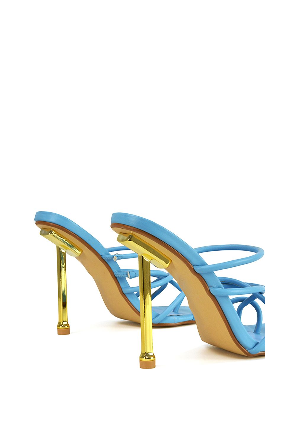 XY London 'Raelynn' Strappy Square Toe Metallic Stiletto High Heels image 3