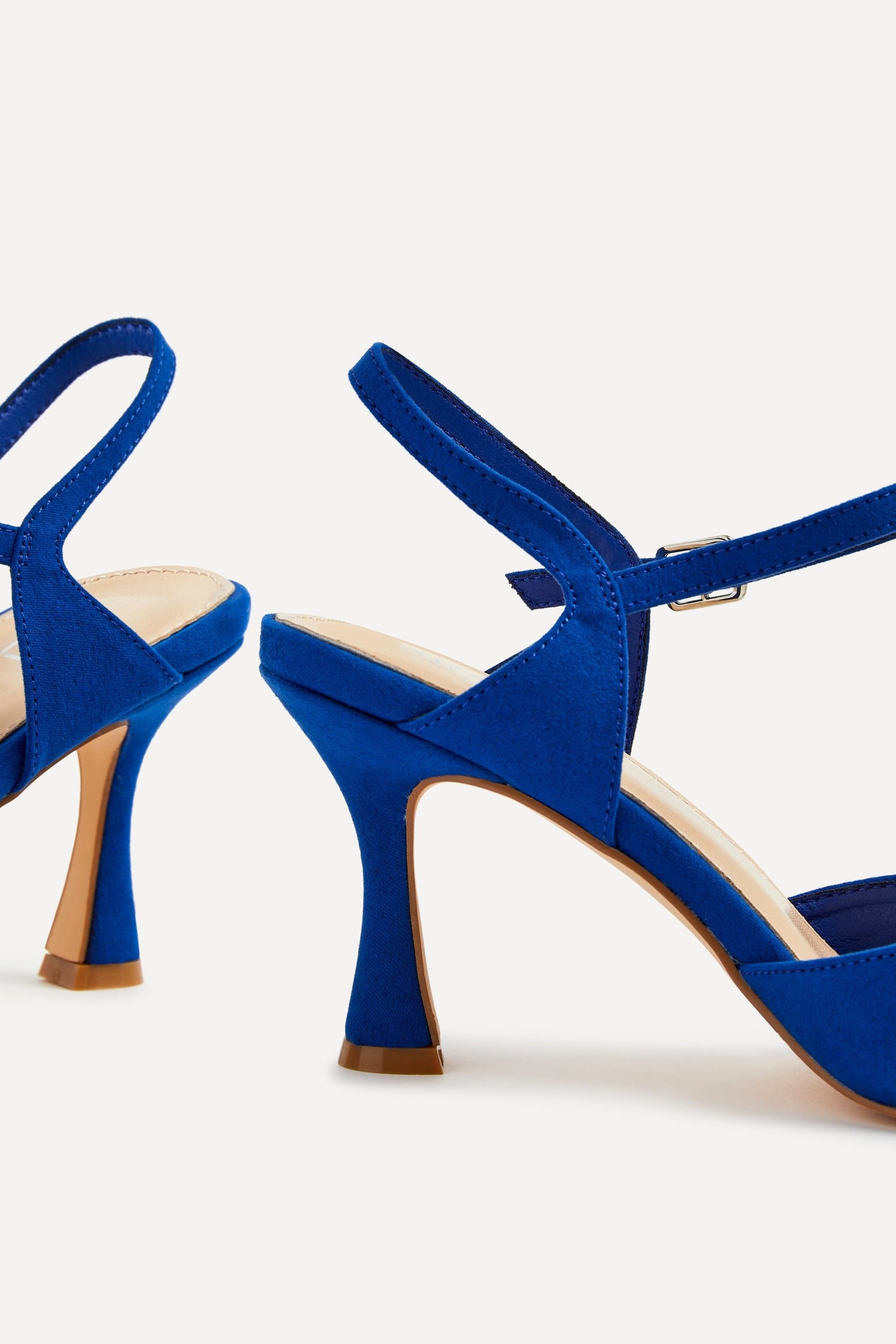 Linzi Duet Wide Fit Cobalt Blue Faux Suede Open Back Stiletto Court Heel image 4