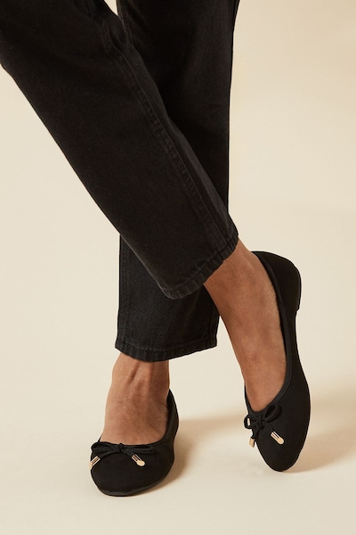 Dorothy Perkins Peaches Bow Detail Ballet Pumps Natural Black
