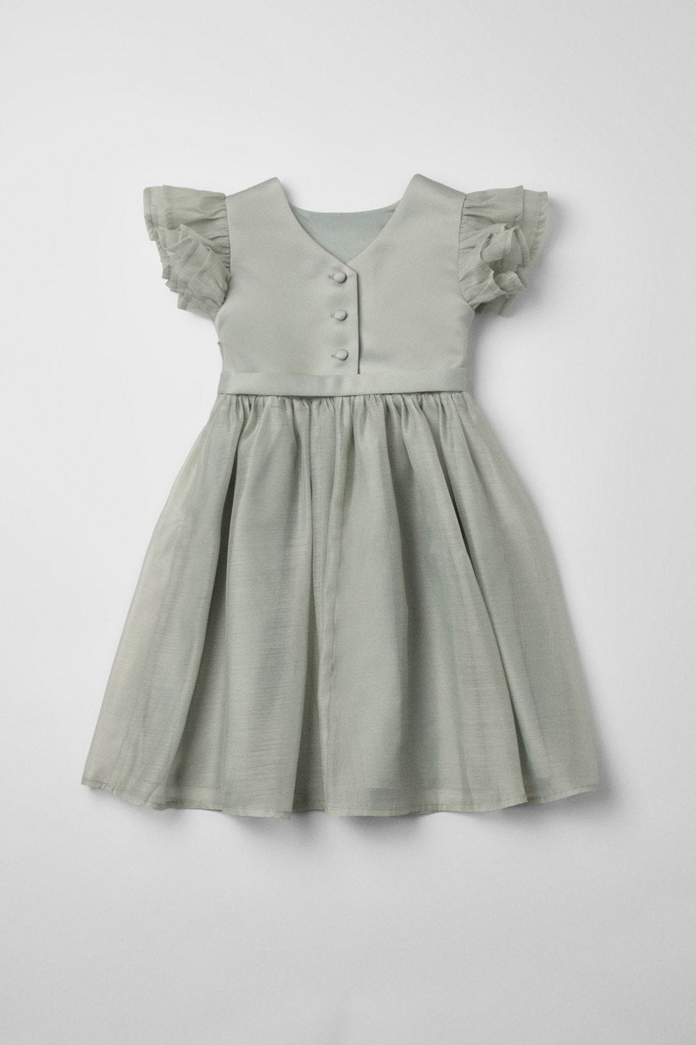 Coast Mesh Flutter Sleeve Flowergirl Dress Sage image 3