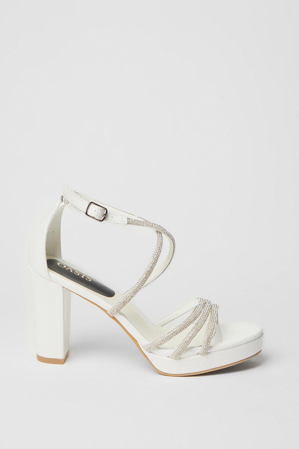 Oasis White Bridal Soraya Diamante Platform High Heel Sandals PLT