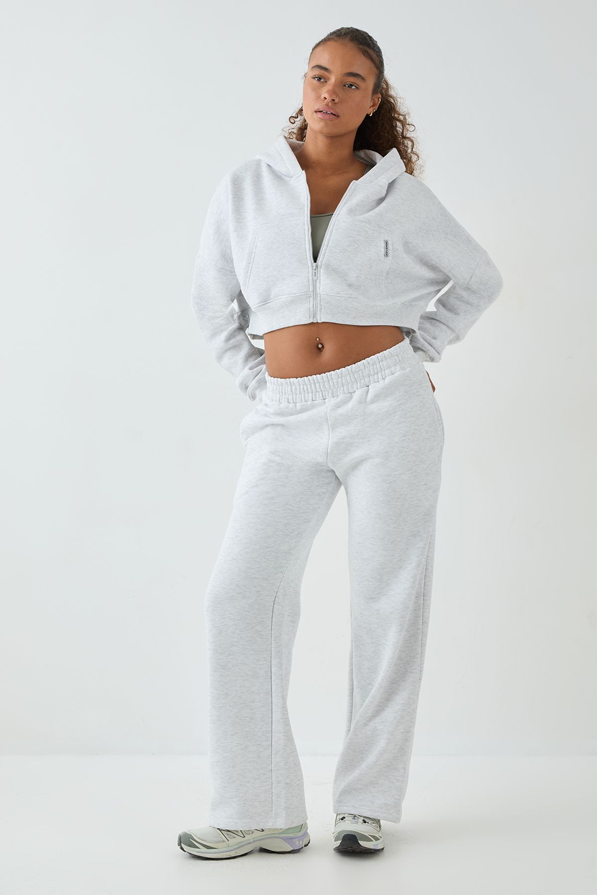 DSGN Studio DSGN Studio Boxy Crop Zip Through Hoodie Ash Grey image 3