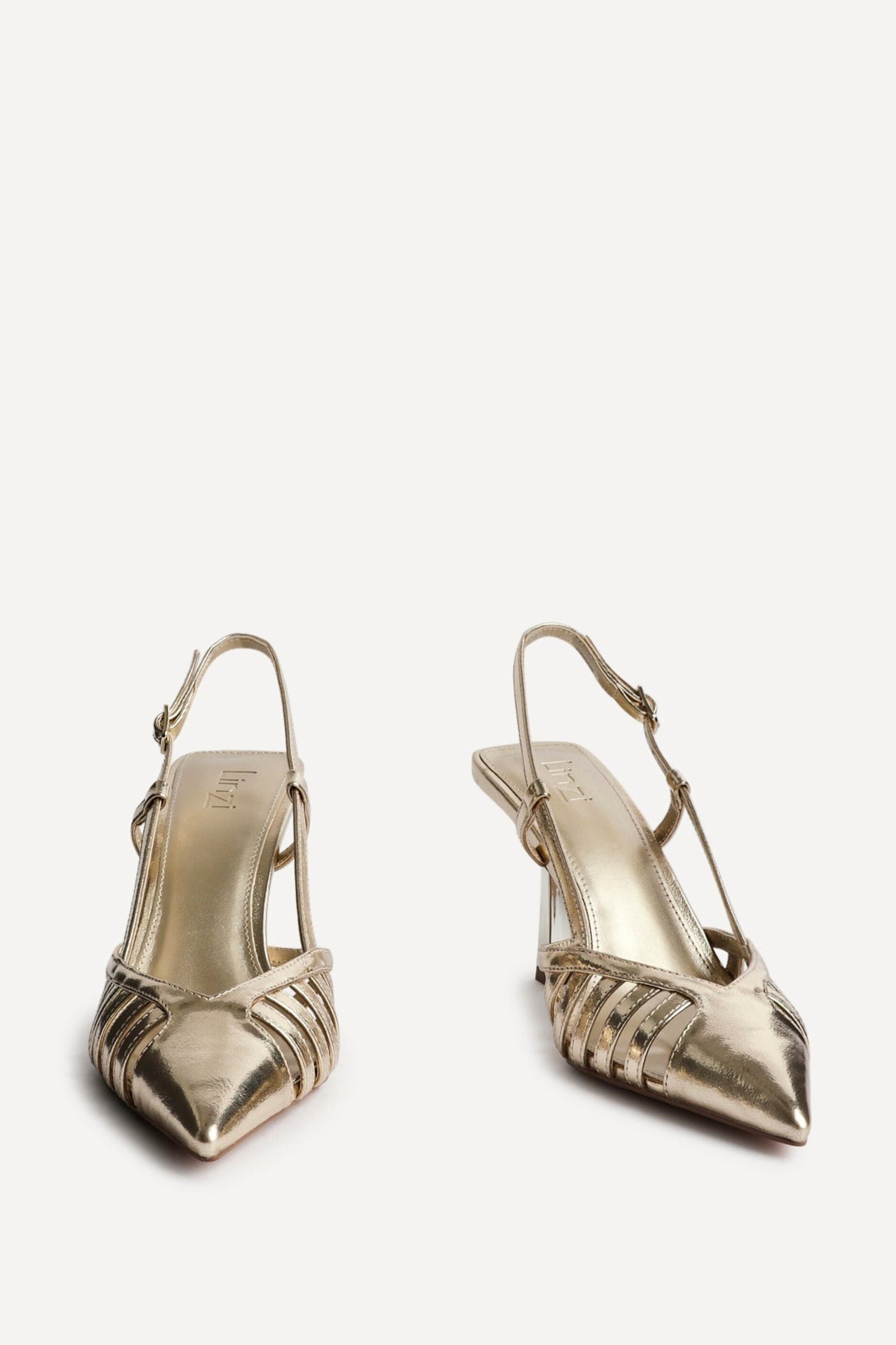 Linzi Alias Gold Faux Leather Cut Out Slingback Court Heels image 3
