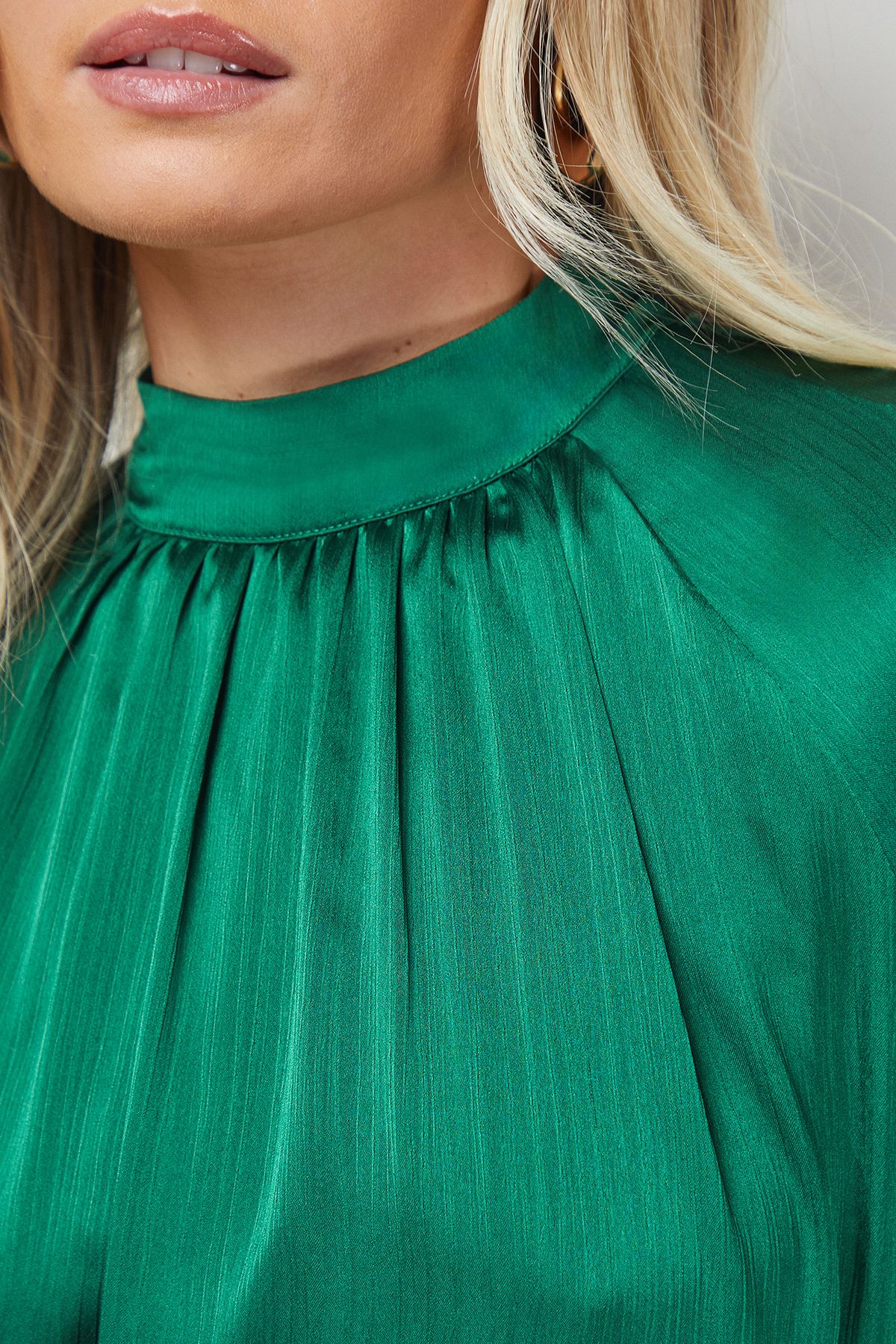 Oasis Layered Ruffle Sleeve Bow Back Mini Dress Forest image 5