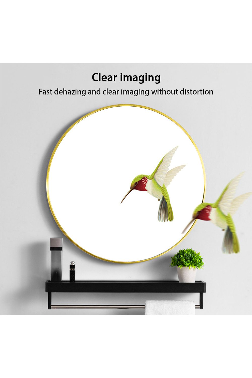 Living and Home 40cm Nordic Gold Round Bathroom Mirror Wall-Mounted Washbasin Mirror with Metal Frame image 5