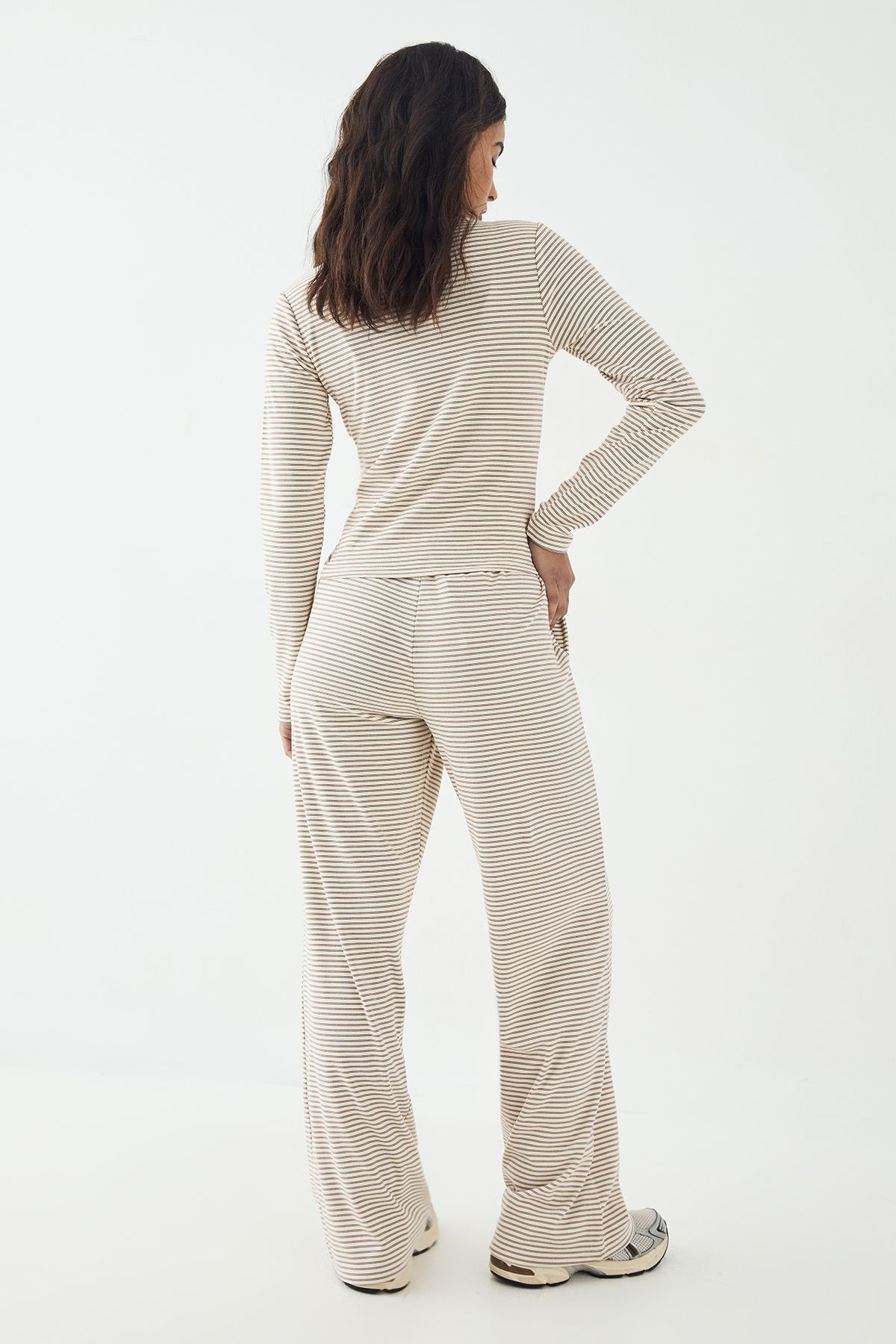 DSGN Studio DSGN Studio Soft Stripe Straight Leg Trouser Ecru image 2