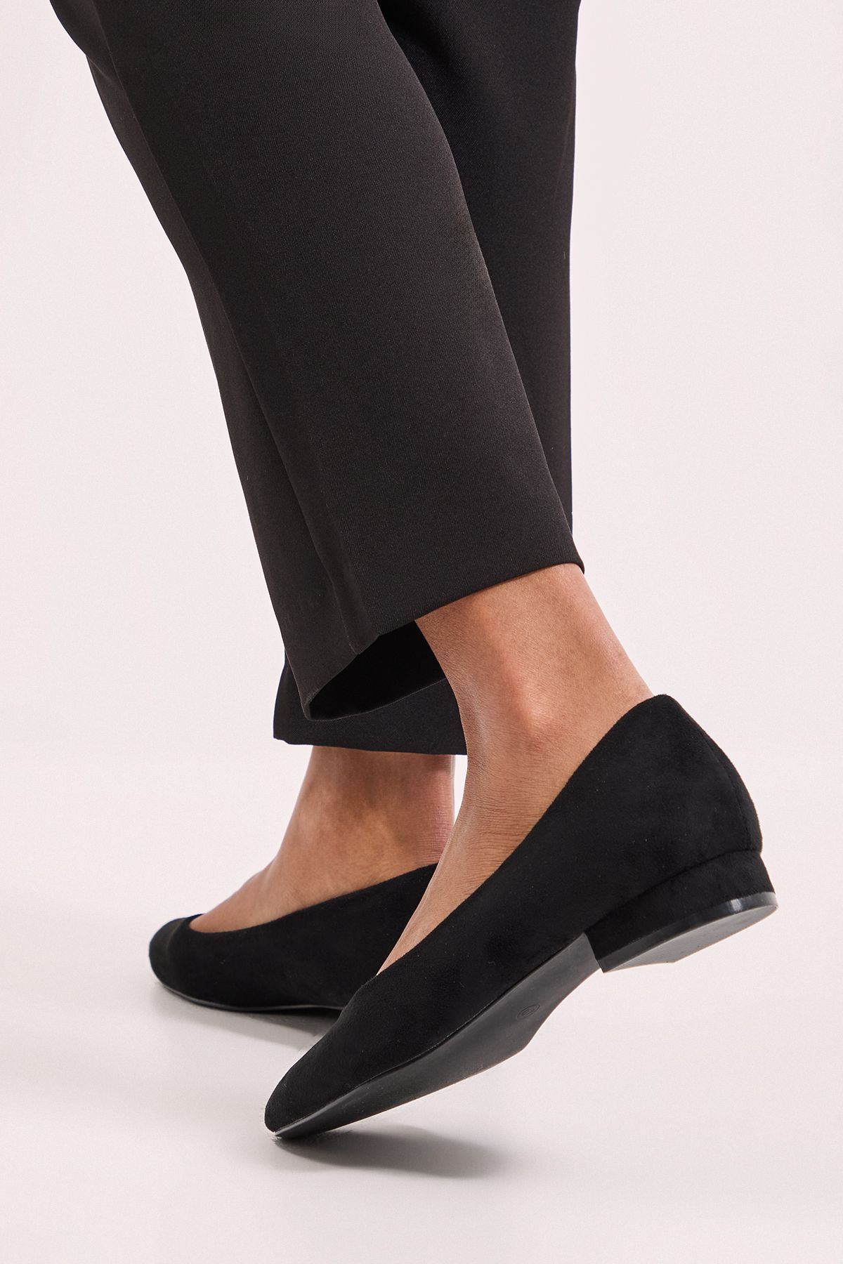 Dorothy Perkins Polly Faux Suede Low Block Heel Ballerinas Natural Black image 3