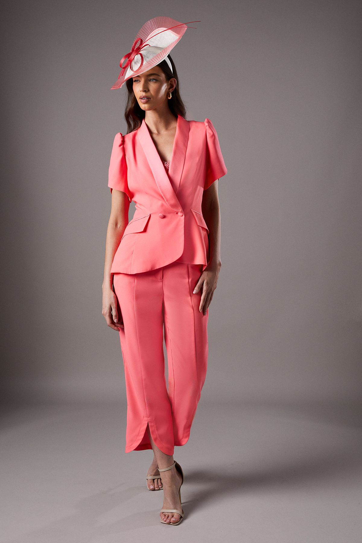 Coast Lisa Tan Seam Detail Tailored Blazer Coral image 2