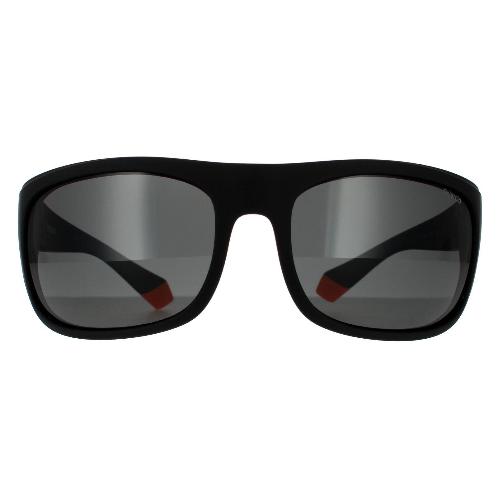 Polaroid Wrap Black Orange Grey Polarized Sunglasses