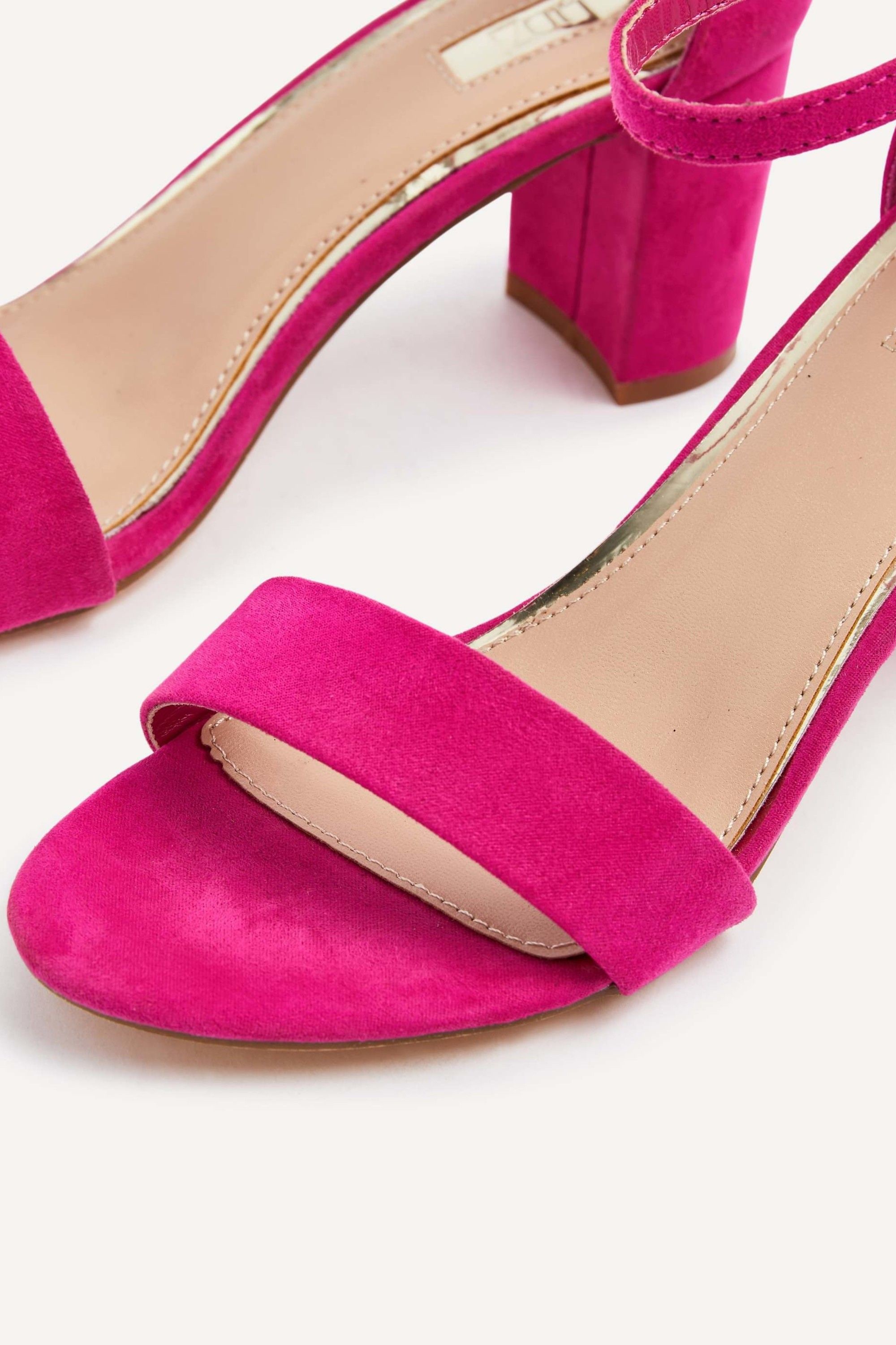 Linzi Frankie Hot Pink Faux Suede Barely There Closed Back Block Heeled Sandal image 5