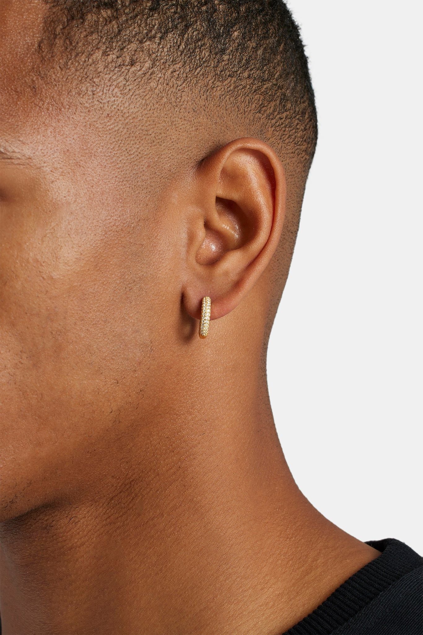 Cernucci Iced Hoop Earrings - Gold 15mm image 2