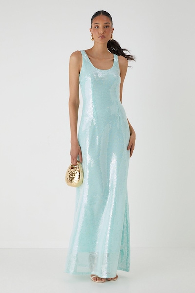 MissPap Scoop Neck Sequin Maxi Dress Blue