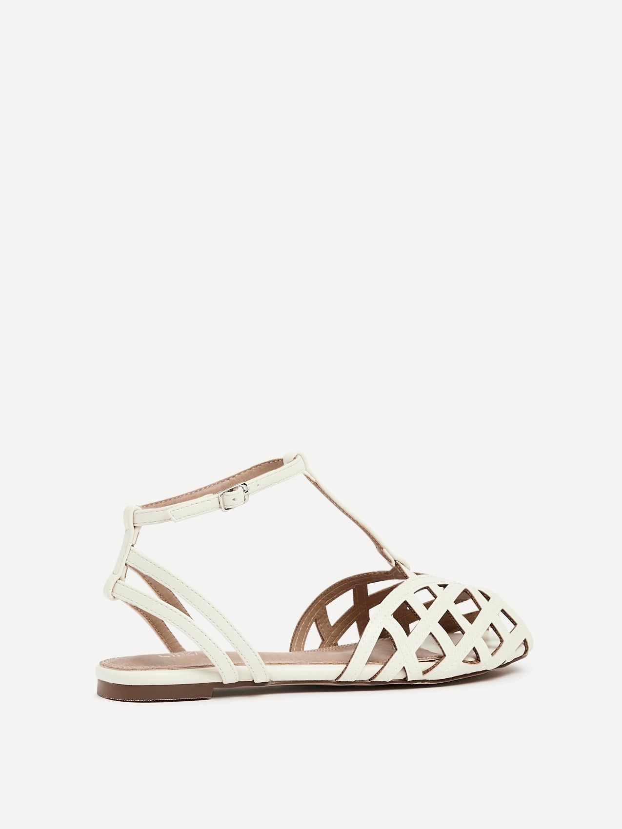 Linzi Santi Ivory Faux Leather Caged Flat Sandal image 5