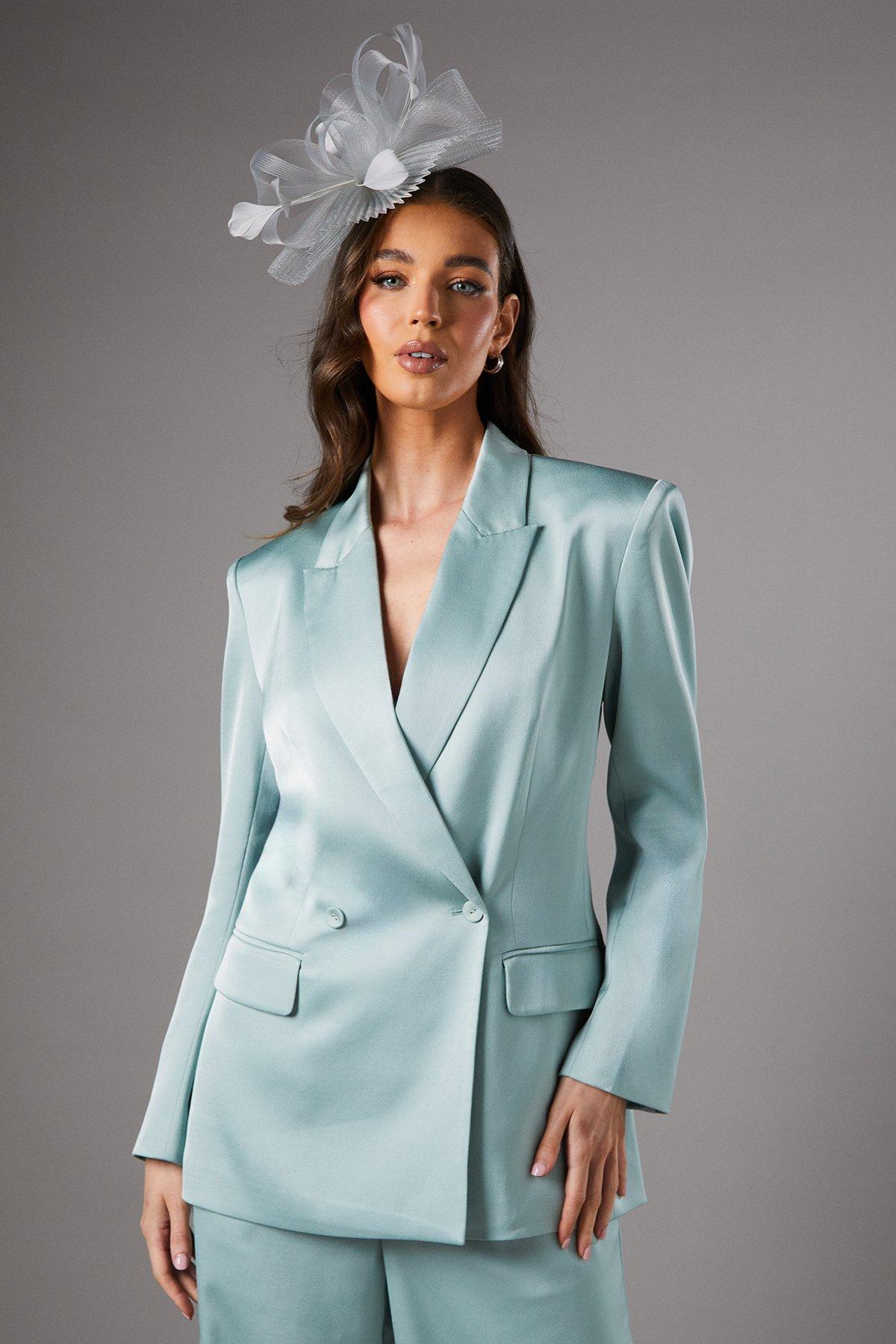 Coast Satin Double Breasted Blazer Mint image 1