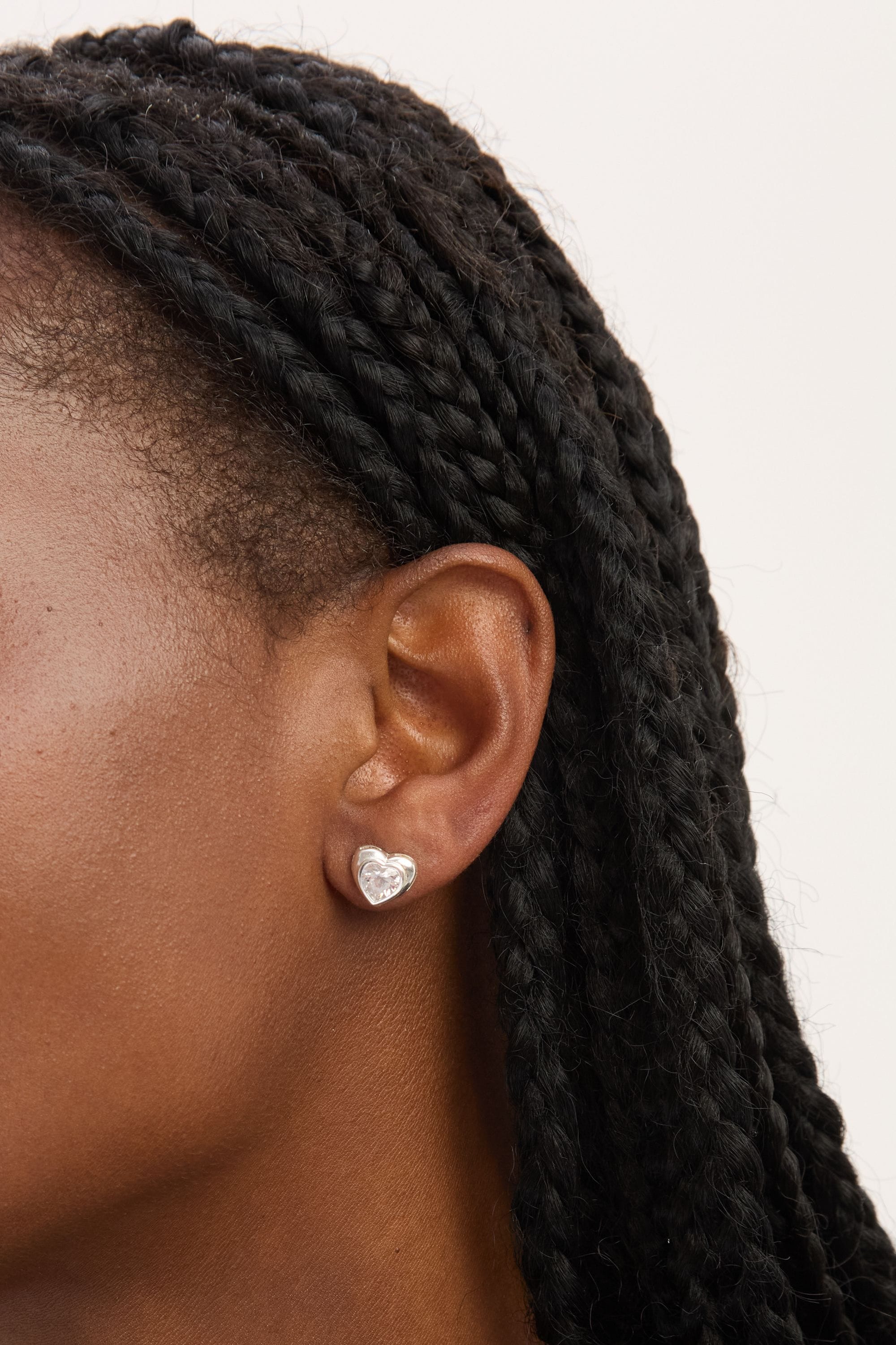 Simply Silver Sterling Silver 925 Polished Cubic Zirconia Centre Heart Stud Earrings image 2