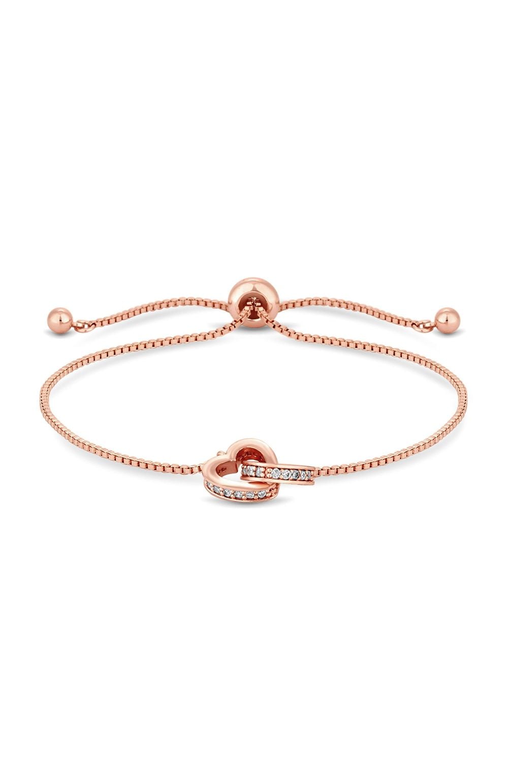 Jon Richard Rose Gold Cubic Zirconia Heart Toggle Bracelet image 1