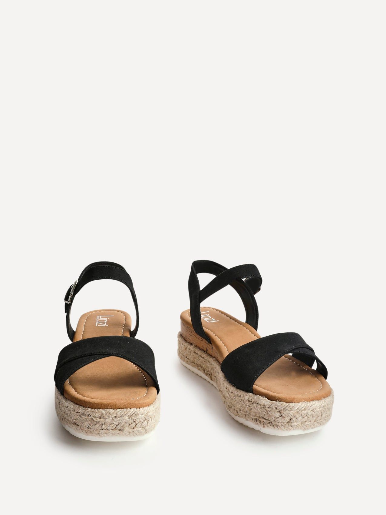 Linzi Sarelli Wide Fit Black Flatform Sandals image 3