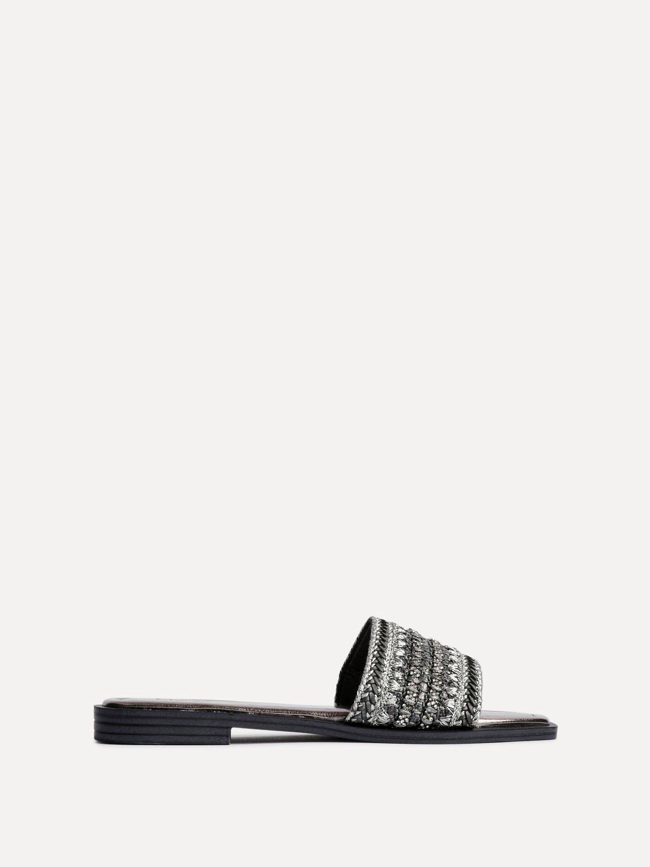 Linzi Fernanda Black Embellished Slip On Sandals image 1