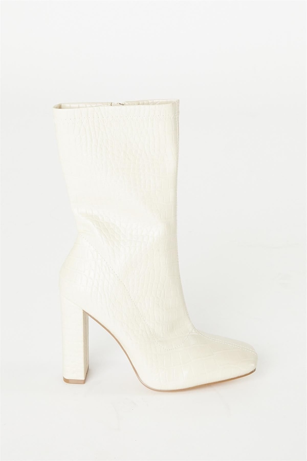 Shnoo Brown Croc High Heeled Boot