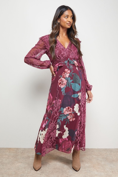 Oasis Lace Mix Midi Dress Multi