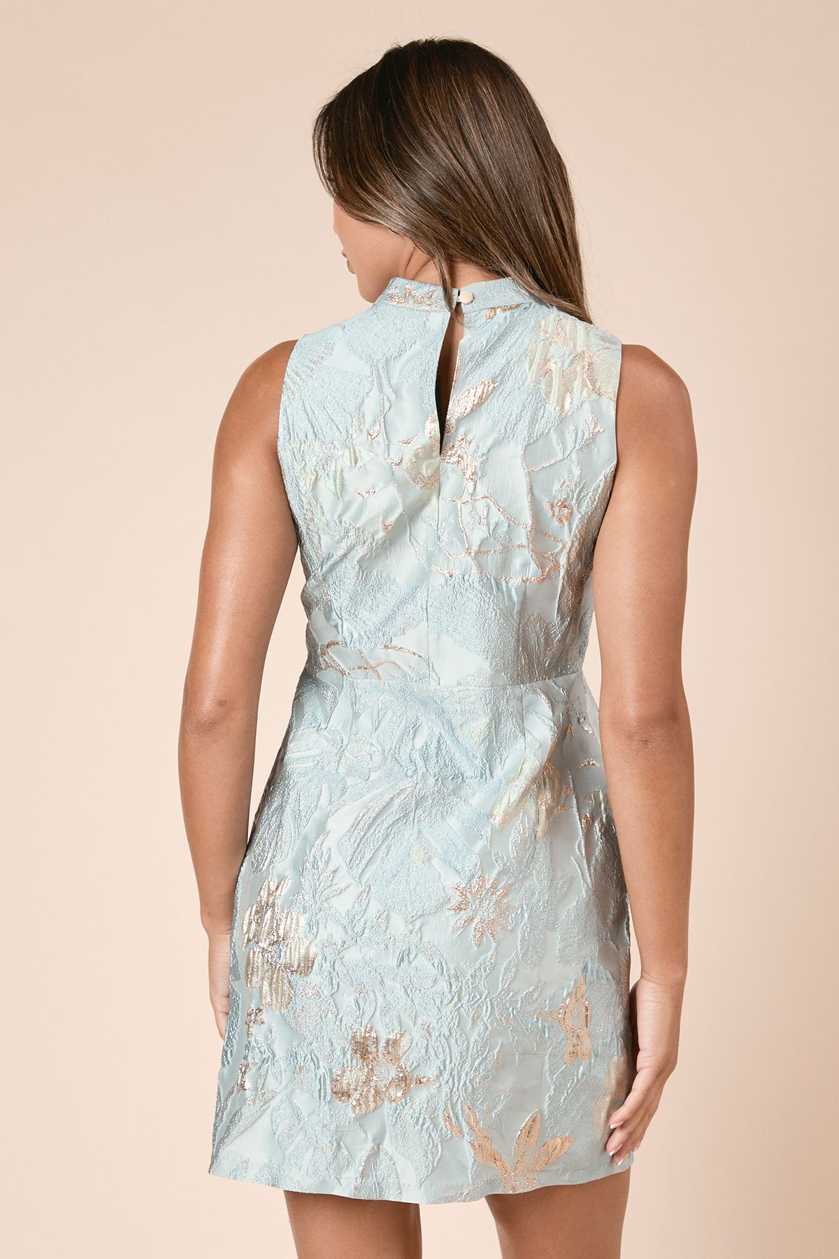 Dorothy Perkins DP Luxe Jacquard Halter Neck Mini Dress Blue image 4