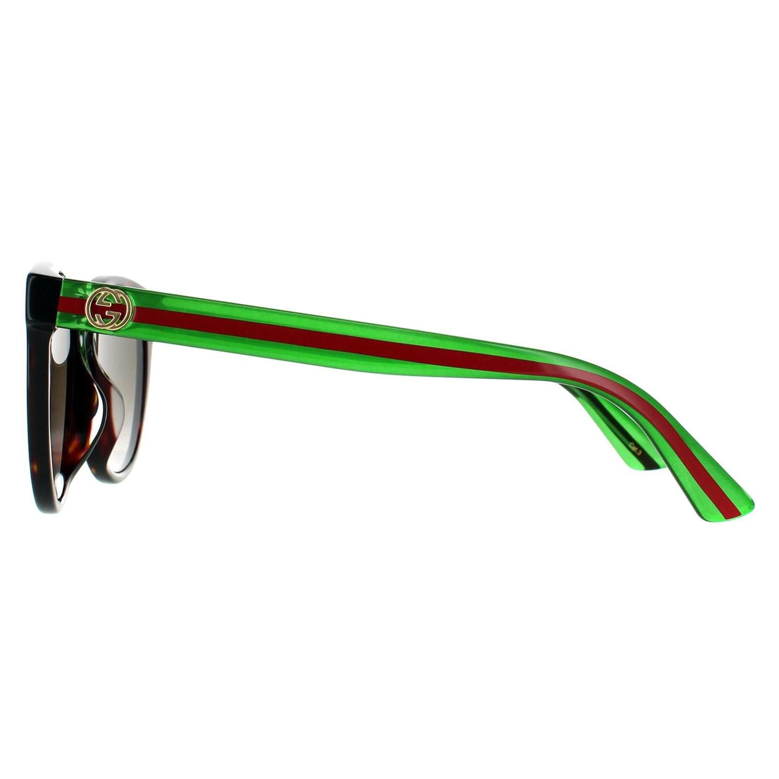 Gucci Round Havana With Green and Red Brown Gradient Sunglasses image 3
