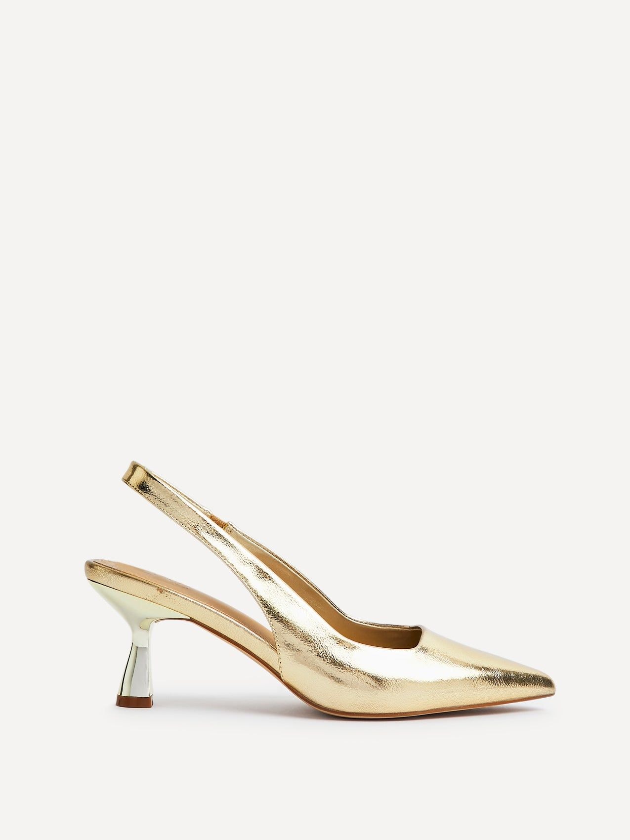Linzi Presley Gold Faux Leather Sling Back Low Court Heel