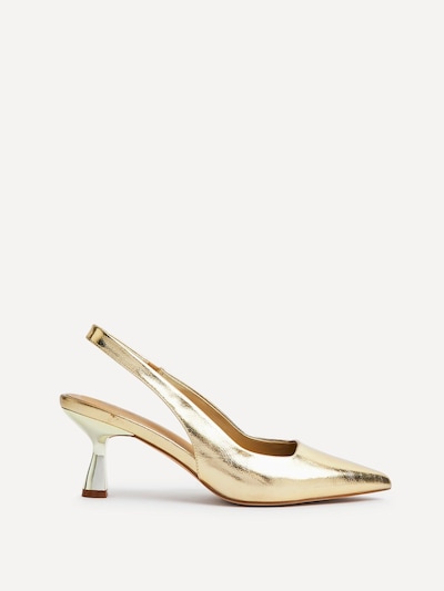 Linzi Presley Gold Faux Leather Sling Back Low Court Heel
