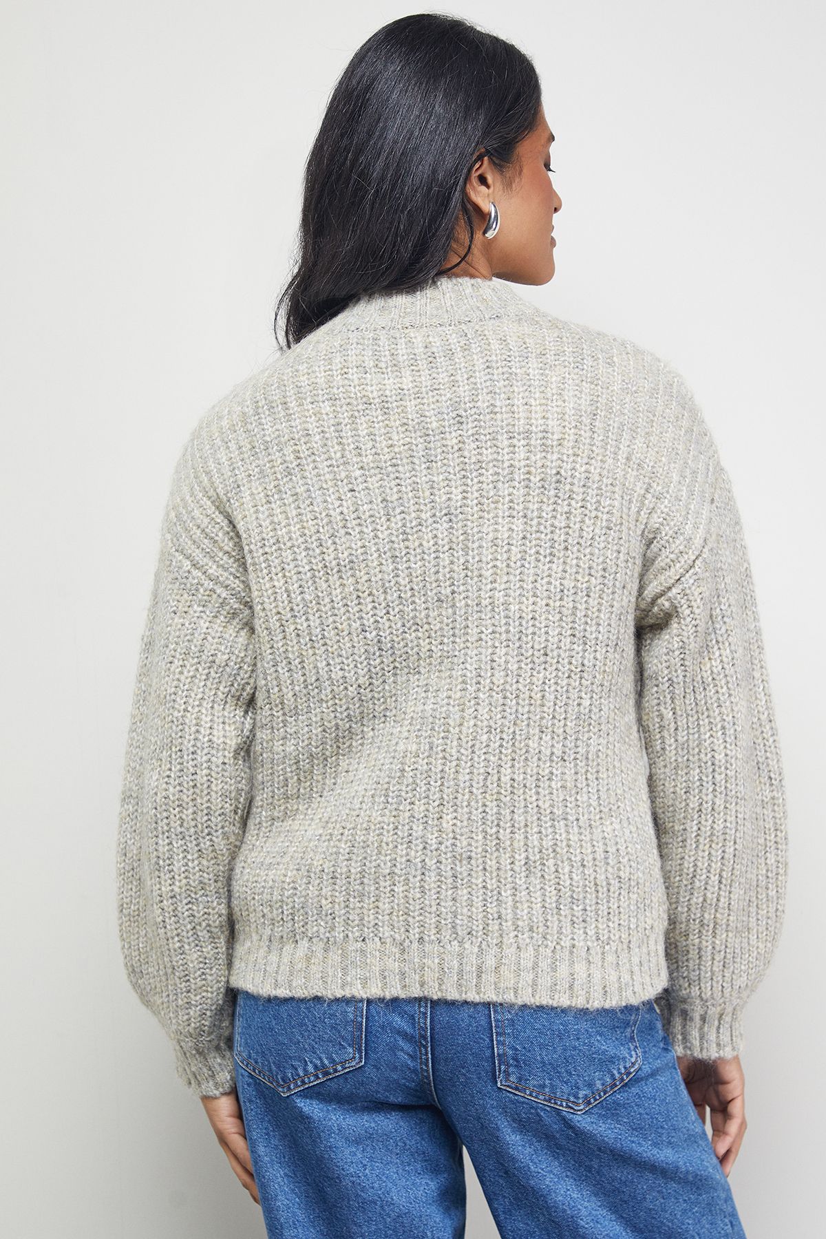 Warehouse Twist Neck Cable Jumper Ivory image 3