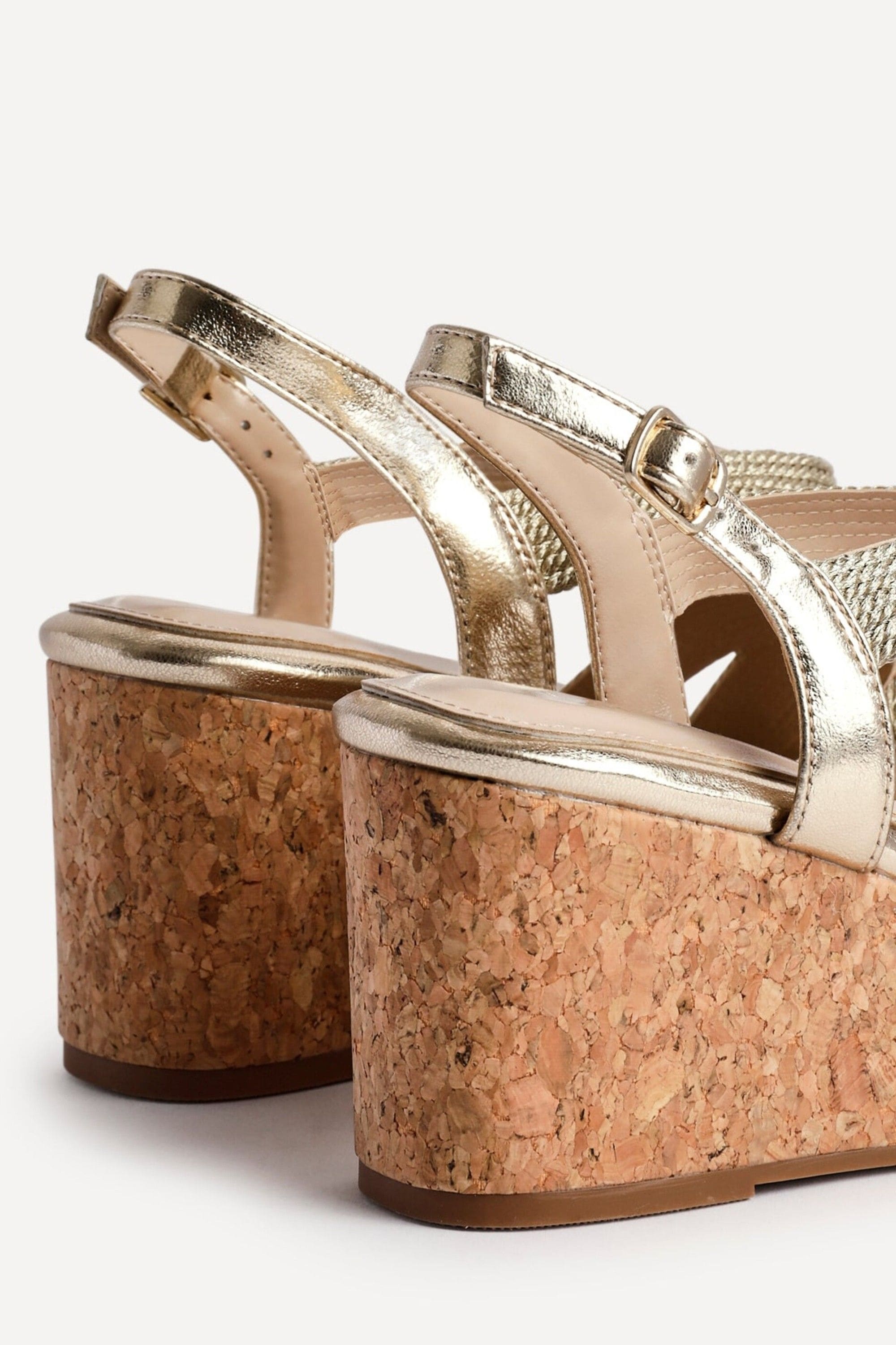 Linzi Destined Gold Woven Design Cork Wedges image 5