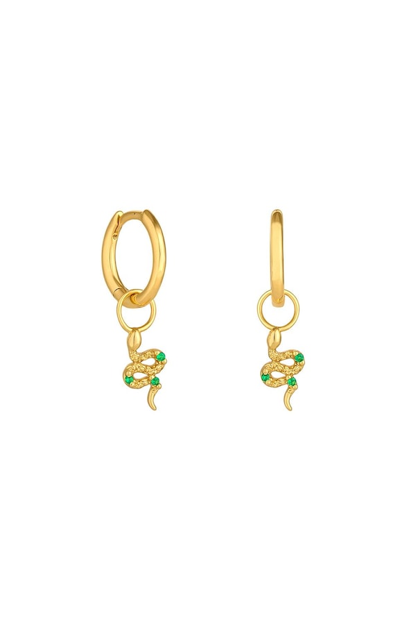 Inicio 14K Real Gold Plated Recycled Brass Serpant Charm Earrings - Gift Pouch