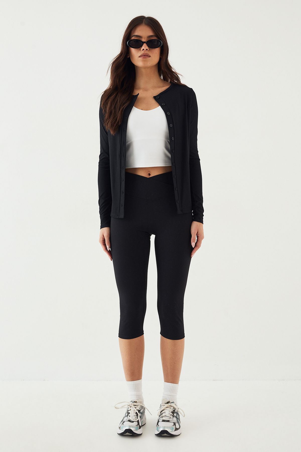 DSGN Studio DSGN Studio Ultra Sculpt Rib Button Through Long Sleeve Top Black image 5