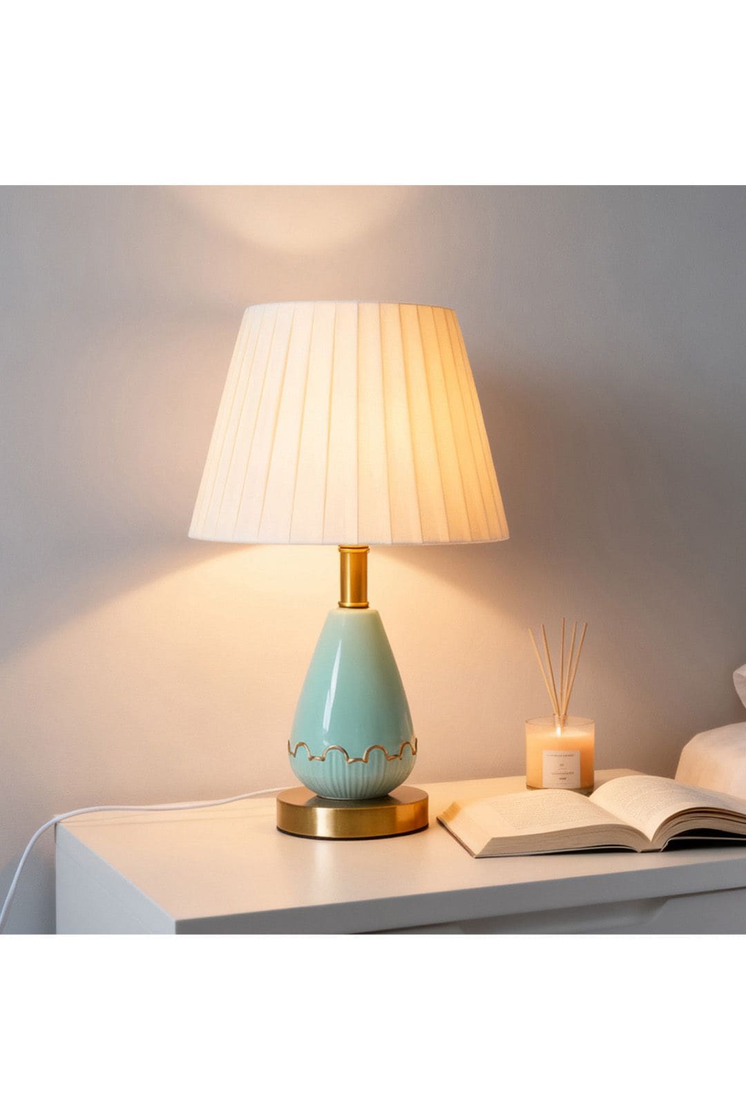 Living and Home Ceramic & Iron Table Lamp with 5W Bulb image 1