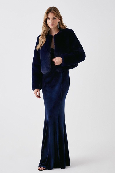 Coast Faux Fur Jacket Navy