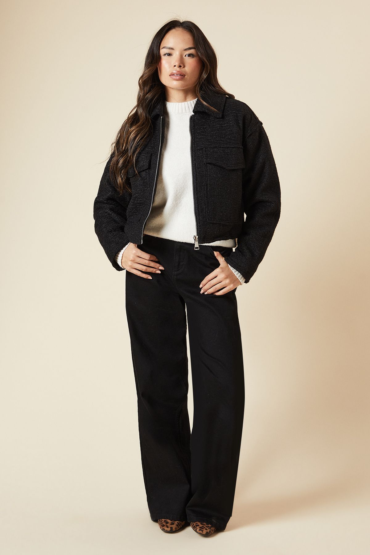 Dorothy Perkins Zip Front Pocket Detail Jacket Black image 2